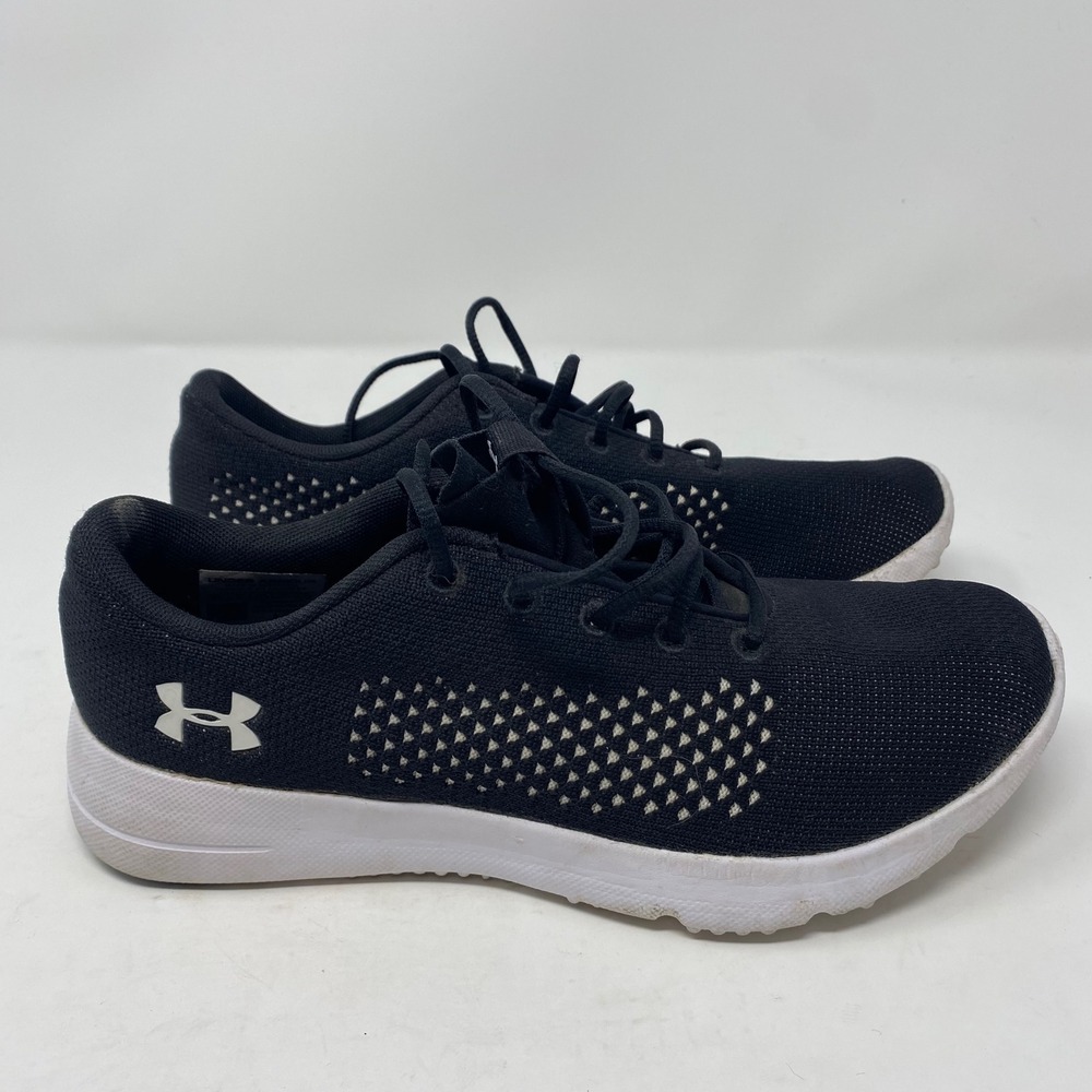 Under Armour Micro G Pursuit Black White Running Shoes 3020083-001 Womens 6.5